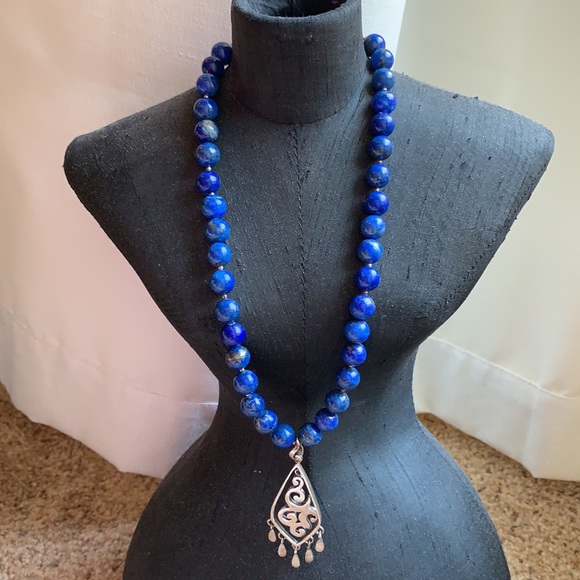 Sterling Silver Lapis Lazuli Necklace - Picture 3 of 5